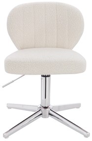 HR193CROSS Scaun Crem Boucle cu Bază Cromata