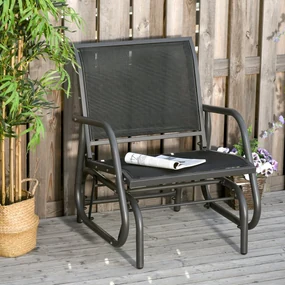 Scaun Balansoar 2 în 1 Outsunny din Metal, Design Modern, 75x66x85 cm, Negru | Aosom Romania