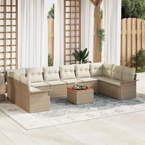 vidaXL Set de Canapea 11 Piese cu Perne Bej Ratan Polimeric Acacia