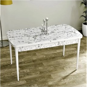 Masa de bucatarie extensibila Dining Homs marmura bej maro 170 x 80 cm