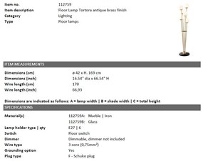 Lampadar design LUX cu 6 surse de lumina Tortora, alama antic 112759 HZ