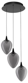 Lustra moderna cu 3 pendule LED, Metal, Sticla, Fumuriu, Nali