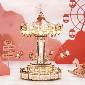 Puzzle 3D cutiuță muzicală, carusel cu lanț RoboTime