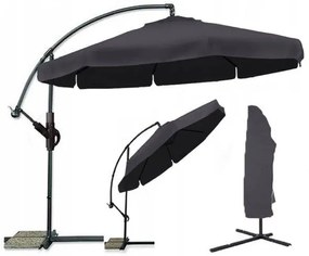 Umbrela de soare pliabila pentru gradina LEVI 350 cm, gri inchis
