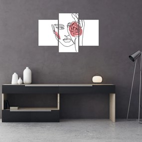Tablou - Linie de artă față cu trandafir (90x60 cm)