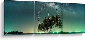 Tablou cu cerul nocturn (cu ceas) (90x30 cm)