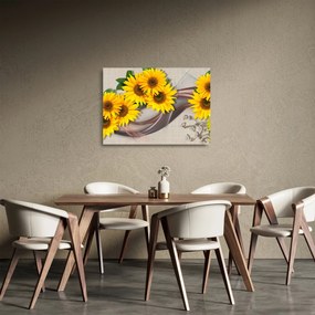 Tablou pe sticlă - Flori strălucitoare de floare soarelui (70x50 cm)