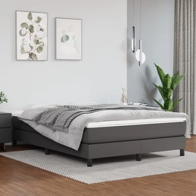 3120698 vidaXL Cadru de pat, gri, 140x190 cm, piele ecologică