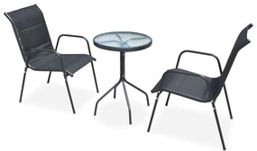 43315 vidaXL Set mobilier bistro, 3 piese, negru, oțel