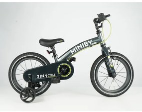 QPlay - Bicicletă pentru copii 14" MINIBY 3în1 gri