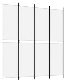350246 vidaXL Paravan de cameră cu 4 panouri, alb, 200x220 cm, textil