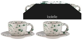Cești pentru espresso din gresie alb-verde 2 buc. 100 ml Carnival – Ladelle