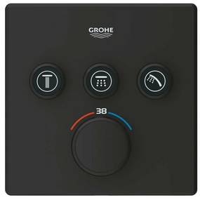 Baterie dus negru mat Grohe Grohtherm SmartControl termostatica patrata 3 iesiri