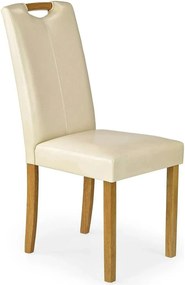Scaun living Caro, crem/fag, piele ecologica/lemn de cauciuc, 42x58x96