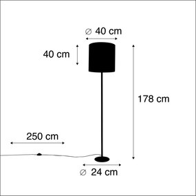 Lampă de podea neagră cu abajur din catifea roz cu auriu 40 cm - Simplo