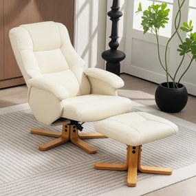 HOMCOM Fotoliu relax cu husă de picioare fotoliu de relaxare pivotant 360° spătar înclinabil încărcare 120 kg crem | Aosom Romania