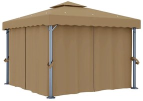 vidaXL Pavilion cu perdea, gri taupe, 3x3 m, aluminiu