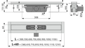 Canal de scurgere pentru dus, Alcadrain, 55 cm