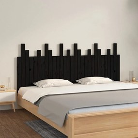 824817 vidaXL Tăblie de pat pentru perete, negru, 185x3x80 cm, lemn masiv pin