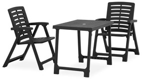 315835 vidaXL Set mobilier bistro pliabil, 3 piese, gri, plastic