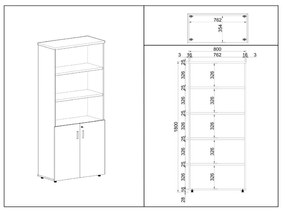 Dulap înalt SimpleOffice 80 x 40 x 180 cm, mesteacăn