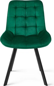Scaun de masa SORIA VELVET cu picioare negre, verde