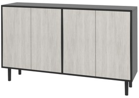 HOMCOM Bufet Modern cu 2 Dulapuri și Raft Reglabil, Mobilier Bucătărie cu 4 Uși și Picioare din Pin, 121x37x75 cm, Negru | Aosom Romania