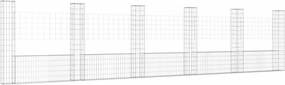 vidaXL Coș gabion în formă de U cu 6 stâlpi, 620x20x150 cm, fier