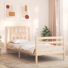 3194536 vidaXL Cadru de pat cu tăblie single, lemn masiv