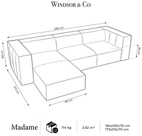 Colțar maro coniac cu tapițerie din piele (cu șezlong pe partea stângă ) Madame – Windsor &amp; Co Sofas