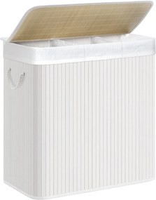 Coș de rufe de bambus DORA, 150L, alb SongmicsHome