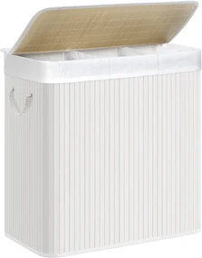 Jurhan Coș de rufe de bambus DORA, 150L, alb