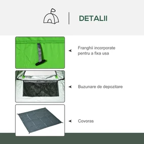 Cort de Dus Outsunny pentru Exterior cu Usa cu Fermoar, Geanta pentru Transport, 126x124x189cm, Verde | Aosom Romania
