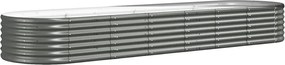 vidaXL Strat înălțat grădină gri 296x80x36cm oțel galvanizat