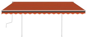 Copertina retractabila manual  stalpi, portocaliu maro 4,5x3 m portocaliu si maro, 4.5 x 3 m
