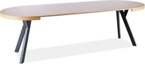 Masa DOMINGO, stejar natural/negru, PAL laminat, 100/250x100x76 cm