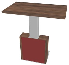 Masă de conferință reglabilă Verno+ S 120 x 70 cm, nuc / roșu
