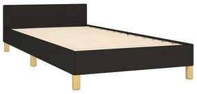 Cadru de pat cu tablie, negru, 90x190 cm, textil Negru, 90 x 190 cm, Culoare unica si cuie de tapiterie