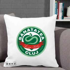 Perna Personalizata Sanatatea Cluj Servicii Publice 1986, 40x40 cm, Alba Mata, Husa Detasabila, Perna Inclusa, BEKZ®