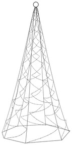 Brad de Craciun pe catarg, 200 LED-uri, alb cald, 180 cm Alb cald, 180 x 70 cm, Becuri LED in forma zigzag, 1