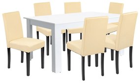 Set de masă Leon 6+1 alb-bej