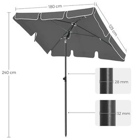 Umbrela de gradina pliabila CUADRO 180x125 cm, gri