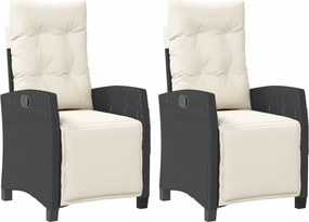 vidaXL Scaun de grădină rabatabil cu suport picioare,2 buc., poliratan