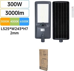 Aigostar - Lampă stradală solară LED cu senzor, 300W, 3,2V, 3600mAh + telecomandă