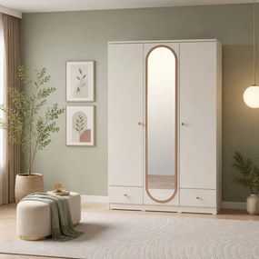 Dulap cu 3 usi, cu oglinda, pentru copii, 135x210x55 cm, Colectia Lorena