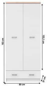 Dulap TOPTY TYP 01 Cu Două Uşi 2D1S Alb/Stejar Sonoma