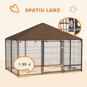 Pawhut Gard Metalic pentru Caini – Cu Usa pentru Bol &amp; Husa Oxford | Aosom Romania