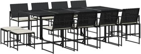 vidaXL Set mobilier de grădină cu perne, 13 piese, negru, poliratan