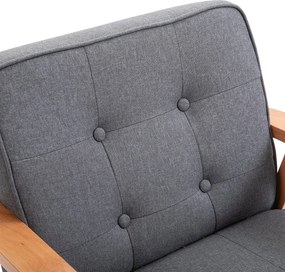 HOMCOM Fotoliu Vintage Stil Scandinav Moale și Confortabil Capitonat cu Butoni, 64,5x70x74 cm, Gri | Aosom Romania