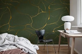 Tapet Gold Swirl, Dark Green, Rebel Walls